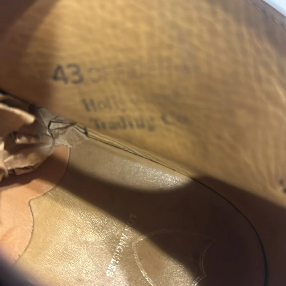 Hollywood Trading Co HTC brown leather ankle boots w side adjust buckle Italian
